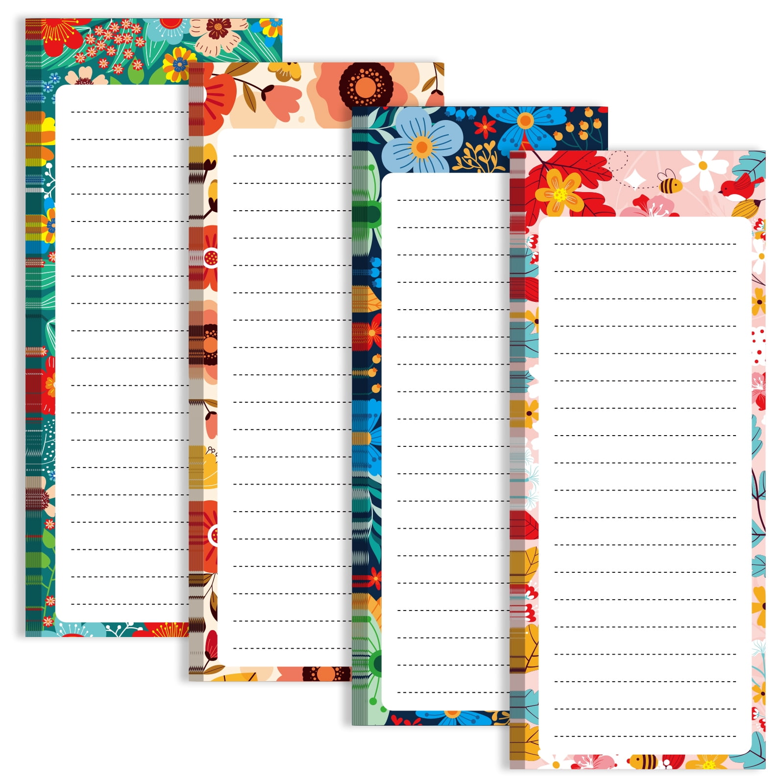 Magnet Notepads for Refrigerator, Magnetic To Do List Notepad for Grocery List, Magnetic Memo List Pad for Shopping List, Magnetic Memo pad, 60 Sheets per Pad - 3.5 x 9 Inch, Set of 4