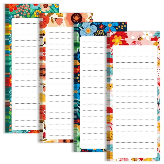 Magnet Notepads for Refrigerator, Magnetic To Do List Notepad for Grocery List, Magnetic Memo List Pad for Shopping List, Magnetic Memo pad, 60 Sheets per Pad - 3.5 x 9 Inch, Set of 4