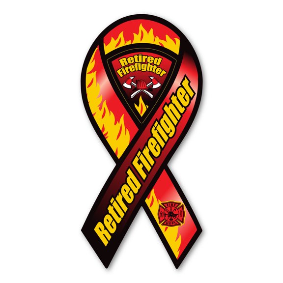 Magnet, Ribbon Shaped Magnet, Retired Firefighter, Fire Department, 3.75" x 8"