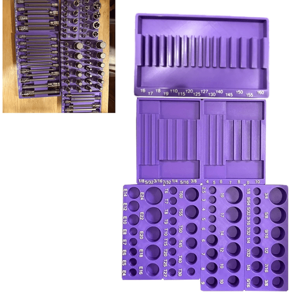 Magnet Socket Organizer Compatible with Harbor Freight Quinn Master Bit Socket Set 87pc #70347 | Magnetic Tool Tray Holder for Garage and Workbench | Only Includ Tray (Purple)