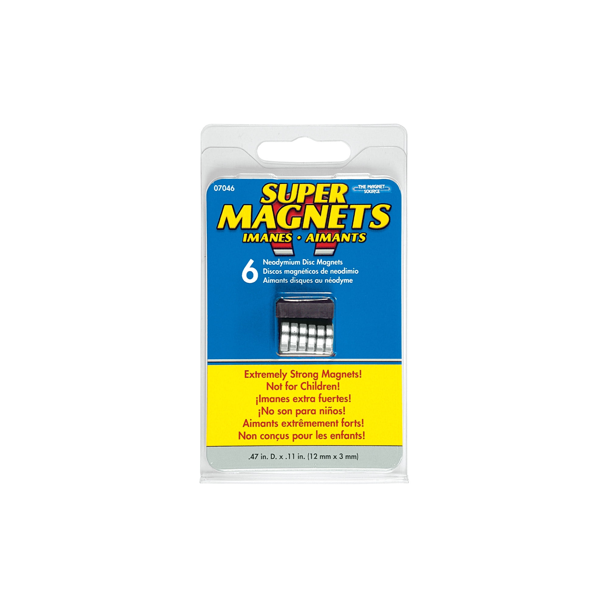 Magnet Source Neodymium Disc Magnets .47" .11", 6/Pkg. - Walmart.com