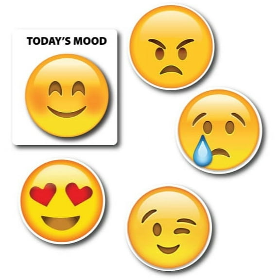 Magnet Me Up Today's Mood Emoticon Magnet Decal Variety Pack, One 3.5x4 Inch Mood Board and Five 3 Inch Mini Emoticons, Cute Decorative Magnet for Refrigerator, Or Any Other Magnetic Surface