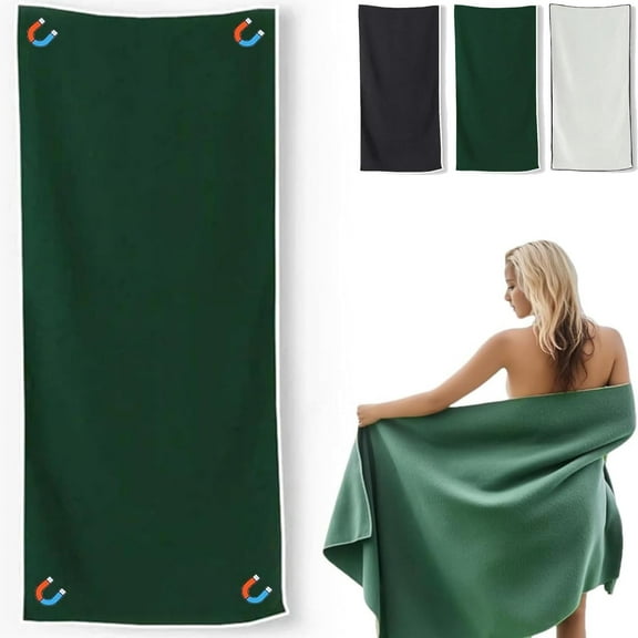 Magnet Towel - Outdoor Magnetic Bath Towel, Quick-Dry Sand-Resistant 75"X30" Beach Towel with Magnetic Closure for Travel, Swimming, Pool, Yoga, Hiking, Camping(Green)