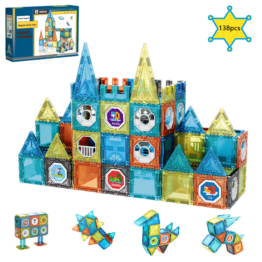 Toys for kids 138 Piece Set 138 Pcs Building Tiles Clear 3D Blocks
