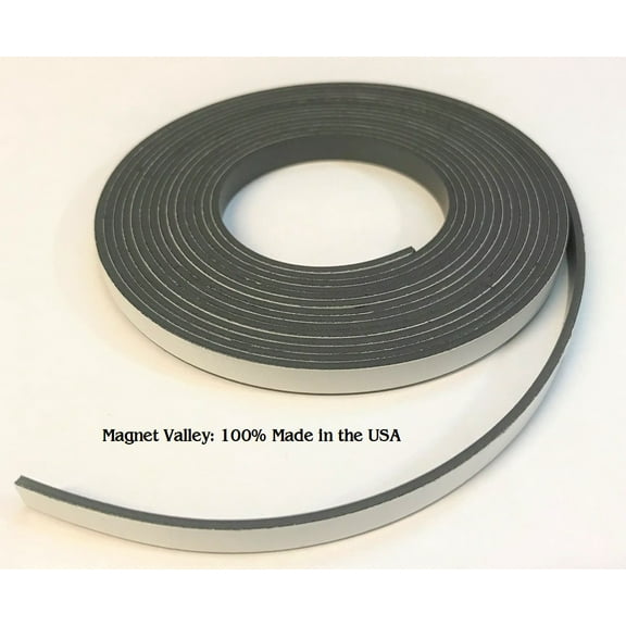 Magnet Valley 1/4" x 10' Adhesive Indoor Magnetic Strip Roll 60 mil Magnet