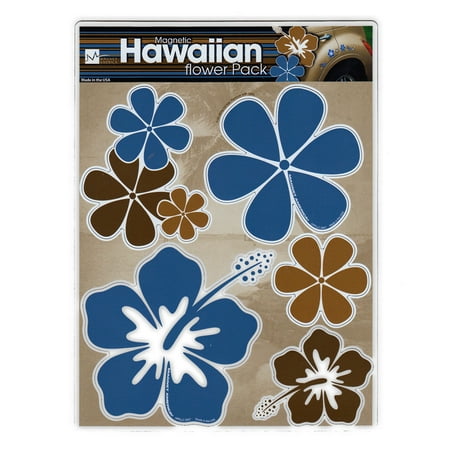 Magnet Variety Pack (5 Magnets) - Blue/Brown Hawaiian Flowers (Hawaii) - Refrigerators, Cars, Mailboxes, Decoration - 2" to 3.5" Wide (Each Flower)