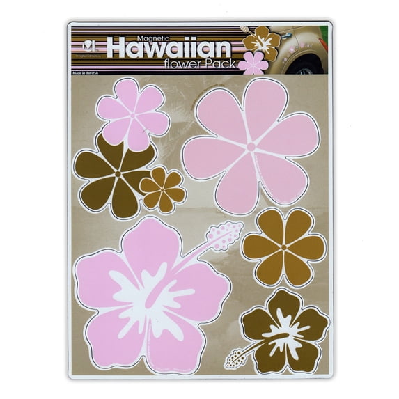 Magnet Variety Pack (5 Magnets) - Pink/Brown Hawaiian Flowers (Hawaii) - Refrigerators, Cars, Mailboxes, Decoration - 2" to 3.5" Wide (Each Flower)