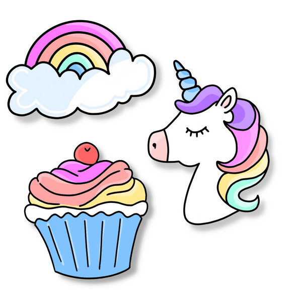 Magnet White Board Eraser - 3 Pack Cute Shaped Design Unicorn, Cupcake and Rainbow - for Classroom Accessories and Art Supply