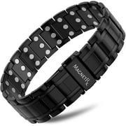 MagnetRX Titanium Bracelet   Bracelets for Men   Premium Fold-over Clasp & Adjustable Length with Sizing Tool Black