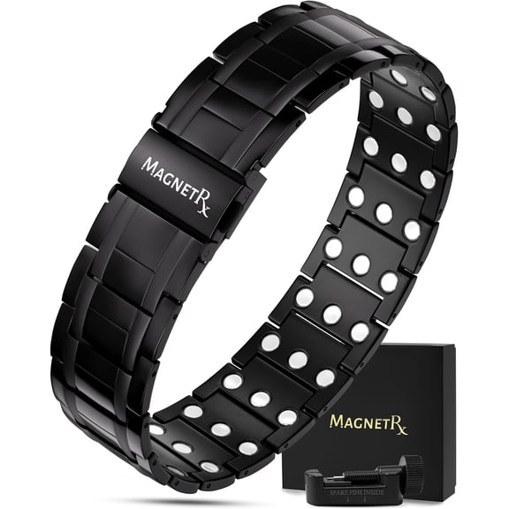 MagnetRX® 3X Strength Titanium Magnetic Bracelets for Men (Black)