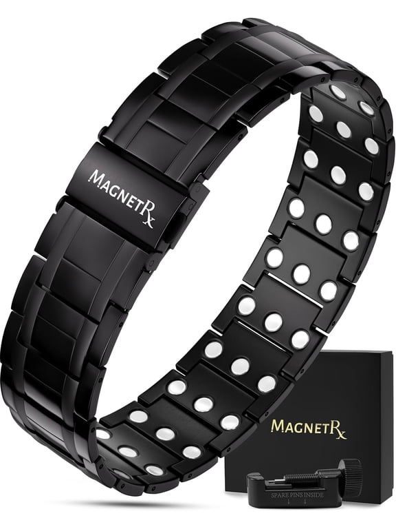 MagnetRX® 3X Strength Titanium Magnetic Bracelets for Men (Black)