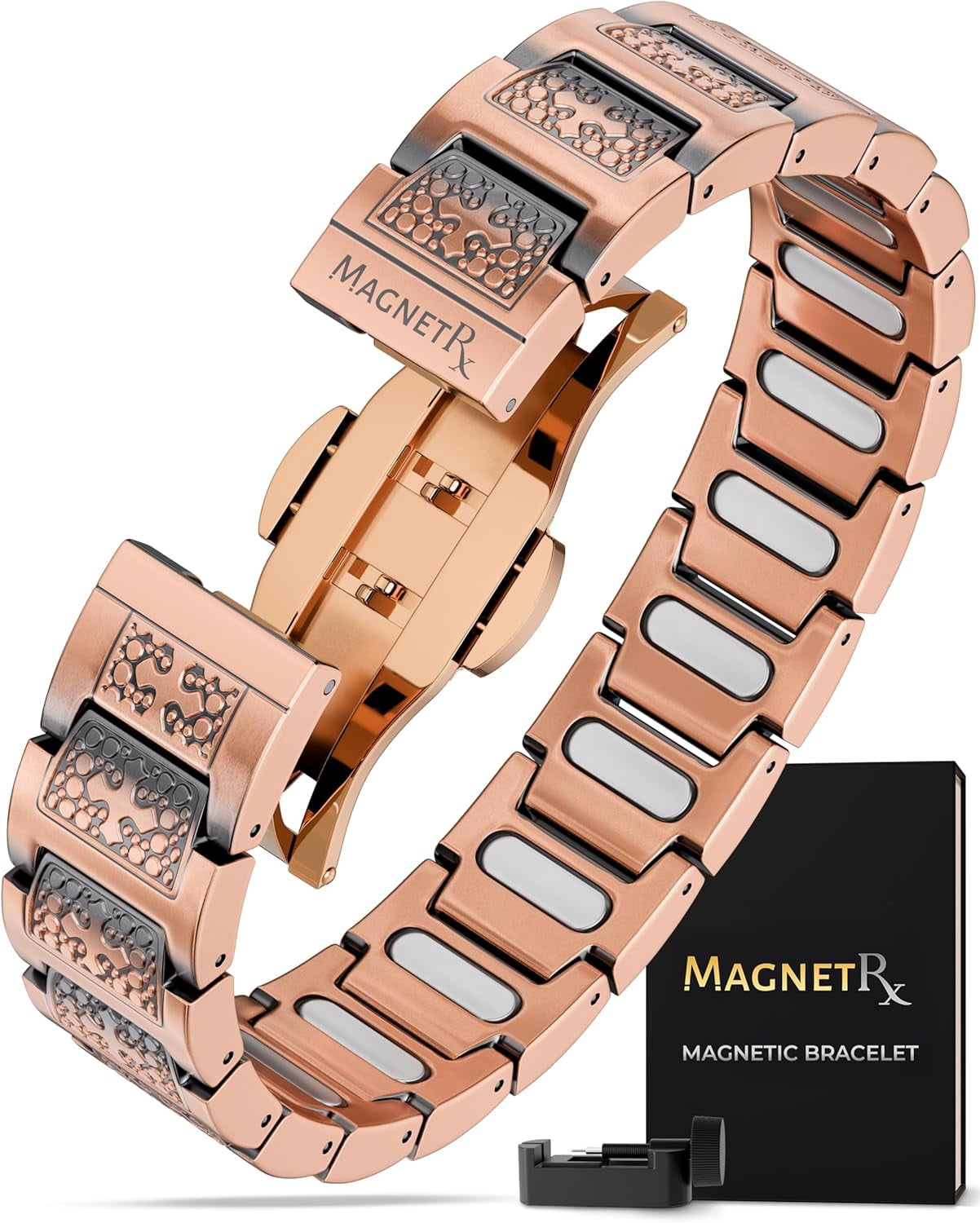 MagnetRX® Copper Cross Bracelet for Men — EllipseMAX 5X Strength 5,000 Gauss Magnets — Premium Mens Copper Bracelet with Adjustable Length (Cross Style)