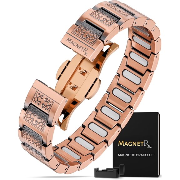 MagnetRX Copper Cross Bracelet for Men  EllipseMAX 5X Strength 5,000 Gauss Magnets  Premium Mens Copper Bracelet with Adjustable Length (Cross Style)