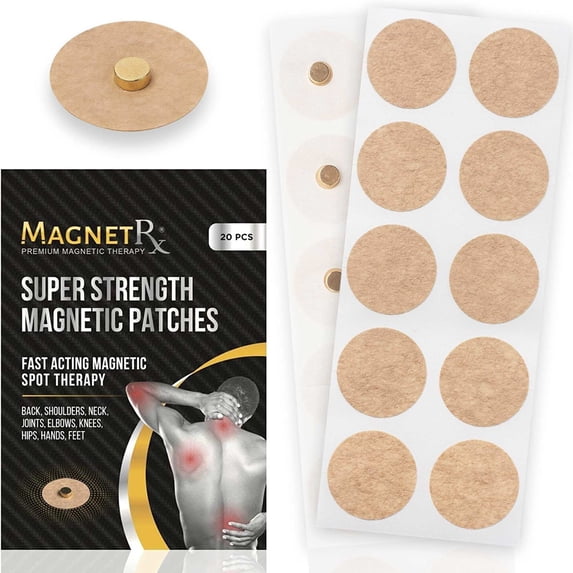 MagnetRX® Magnetic Acupressure Patches - 3,500 Gauss Ultra Strength Healing Magnets for The Body - Acupressure Magnets Patch (20 Pack)