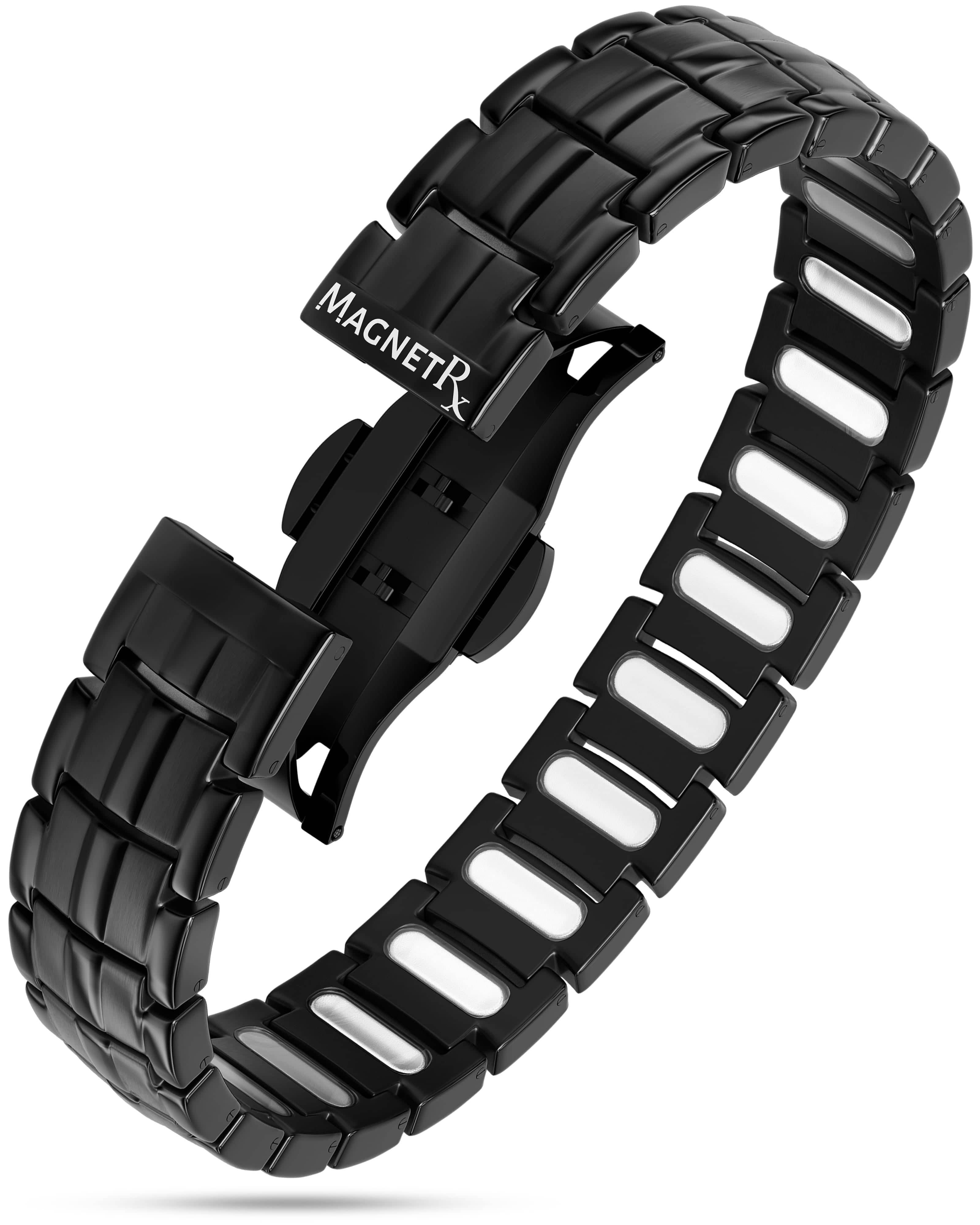 MagnetRX Bracelets for Men — EllipseMAX Designed in USA & Patent Pending — Premium Titanium Mens Bracelet & Adjustable Length (Black)