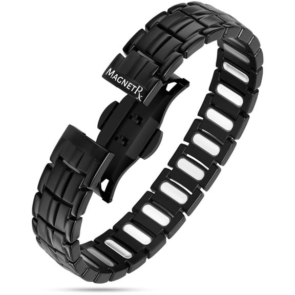 MagnetRX Bracelets for Men  EllipseMAX Designed in USA & Patent Pending  Premium Titanium Mens Bracelet & Adjustable Length (Black)