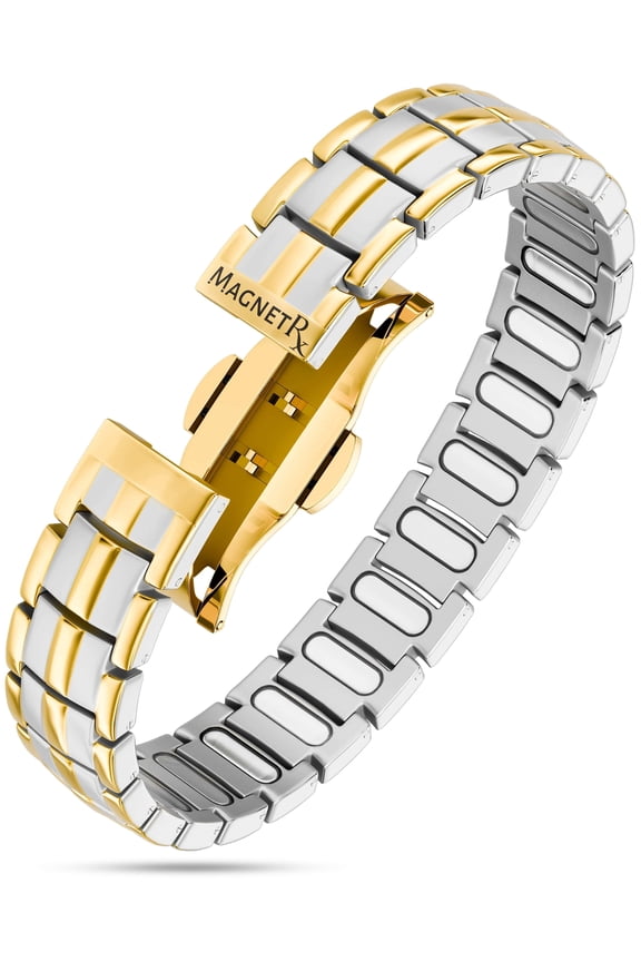 Bracelets for Men — EllipseMAX Designed in USA & Patent Pending — Premium Titanium Mens Bracelet & Adjustable Length (Silver/Gold)