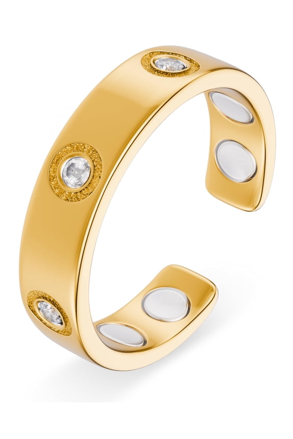 Magnetic Rings for Women  Crystal Accent Ring with Neodymium Magnets (Gold | Size: 8)