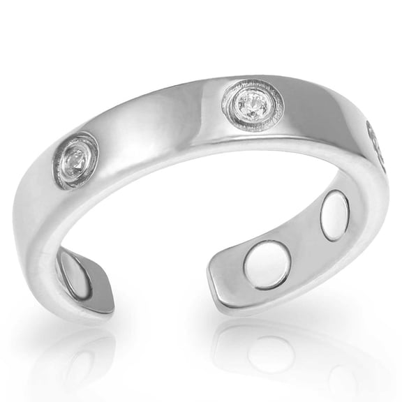 MagnetRX® Magnetic Ring Women - Elegant Crystal Ring - Magnet Rings Women (Silver | Ring Size: 6)