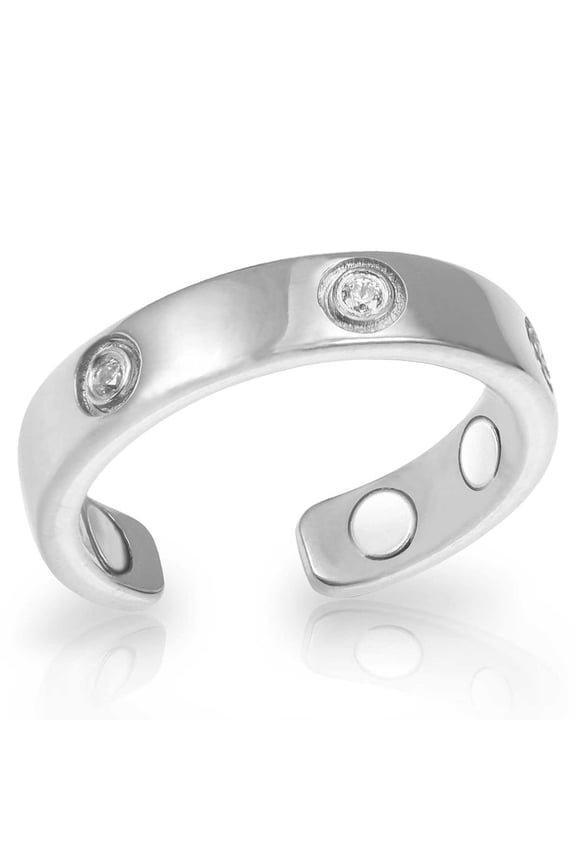 ® Magnetic Ring Women - Elegant Crystal Ring - Magnet Rings Women (Silver | Ring Size: 6)