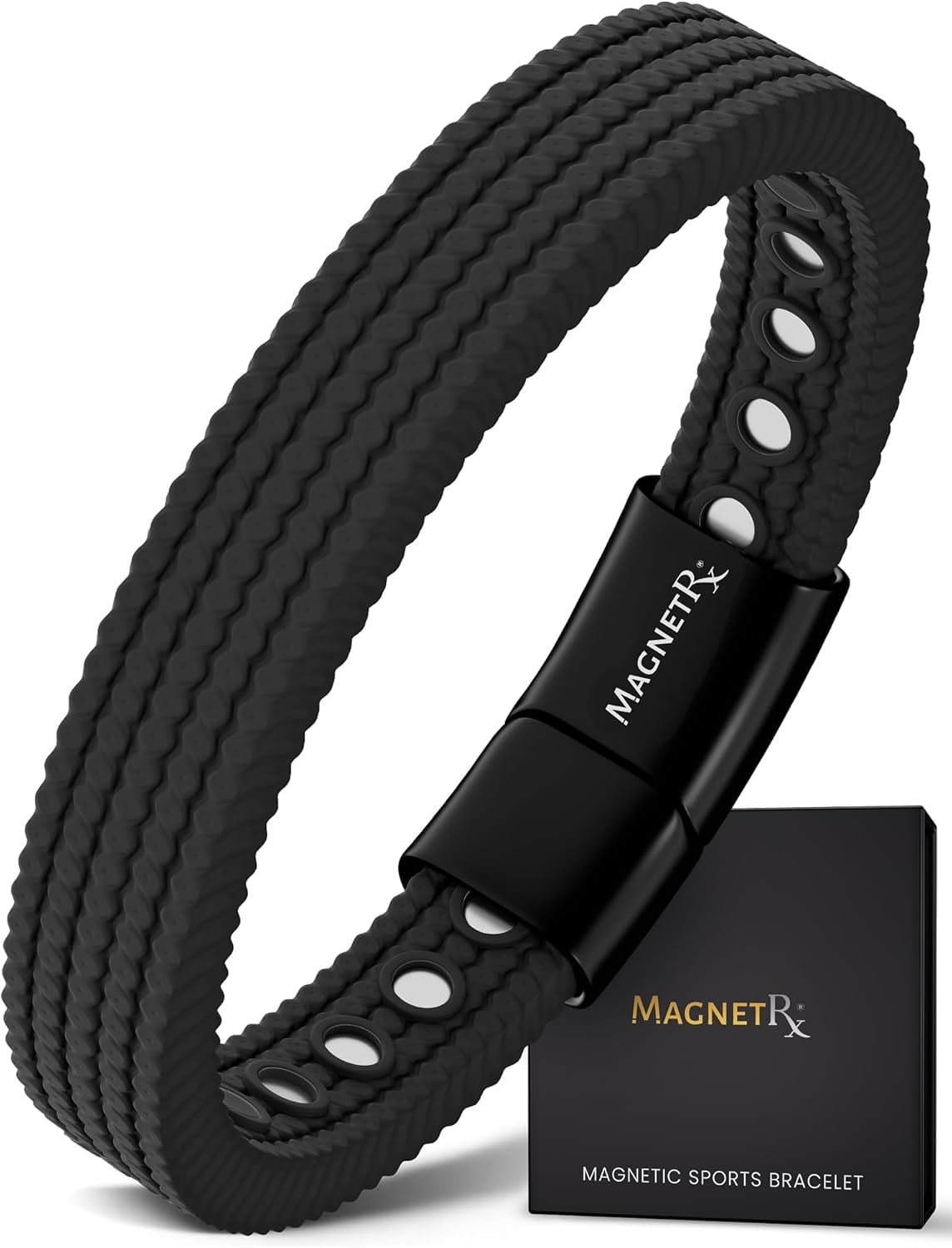 MagnetRX® Magnetic Sports Bracelet for Men – Ultra Strength Magnetic Balance Bracelet for Men & Women with Adjustable Clasp – Waterproof & Sweatproof Silicone Golf Bracelets for Everyday Wear
