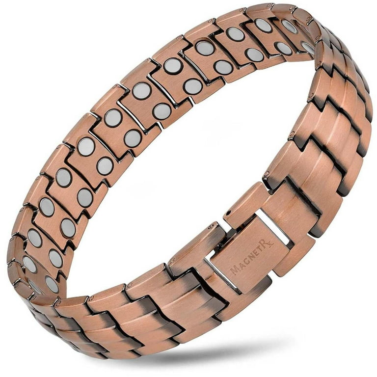MagnetRX Pure Copper Magnetic Bracelet Magnetic Copper Bracelets for Men Adjustable Length with Sizing Tool Classic Style