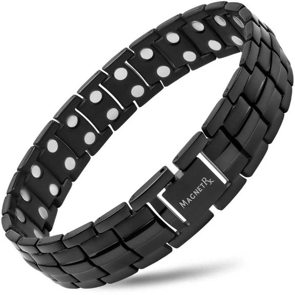 MagnetRX Ultra Strength Magnetic Bracelet - Magnetic Bracelets for Men - Adjustable Length with Sizing Tool (Black)