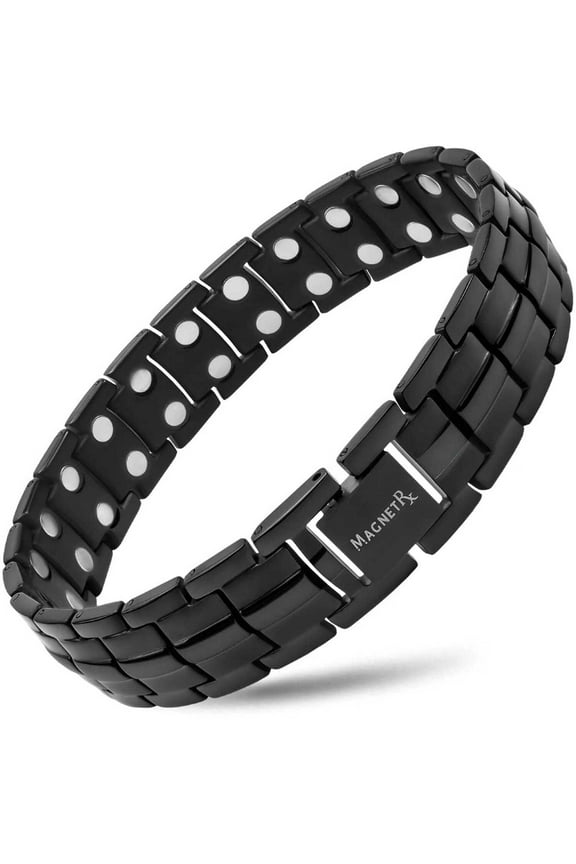Ultra Strength Magnetic Bracelet - Magnetic Bracelets for Men - Adjustable Length with Sizing Tool (Black)