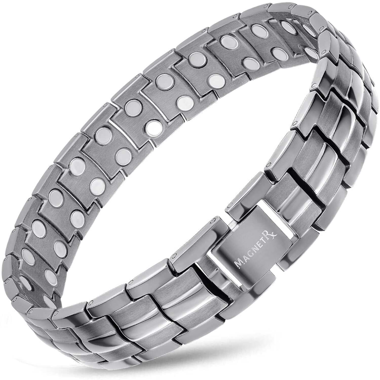 MagnetRX® Ultra Strength Magnetic Bracelet - Magnetic Bracelets for Men - Adjustable Length with Sizing Tool (Gunmetal Gray)