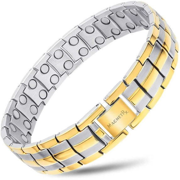 MagnetRX® Ultra Strength Magnetic Bracelet - Magnetic Bracelets for Men - Adjustable Length with Sizing Tool (Silver & Gold)
