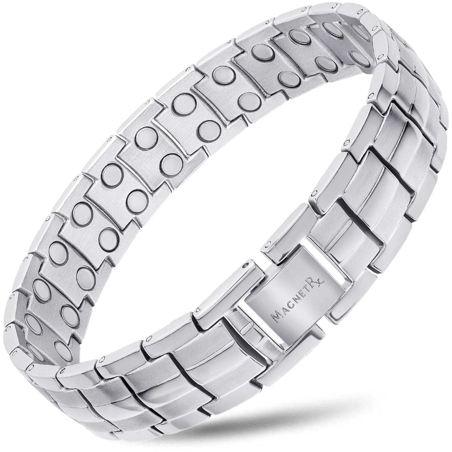 MagnetRX® Magnetic Bracelet – Stainless Steel Bracelet for Men with Adjustable Length and Sizing Tool (Silver)