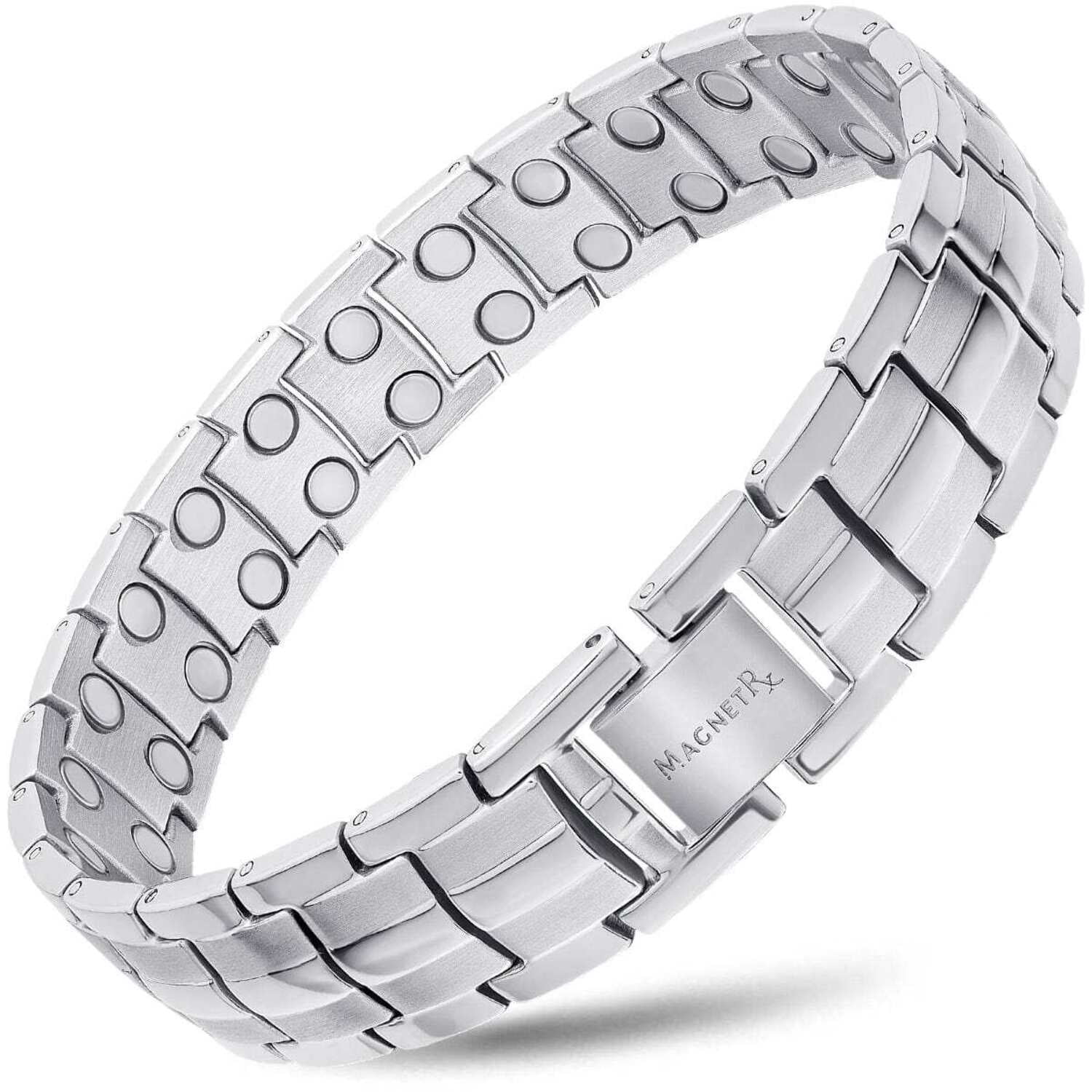 Silver Stainless Steel Magnetic Couple Bracelet, Size: Adjustable
