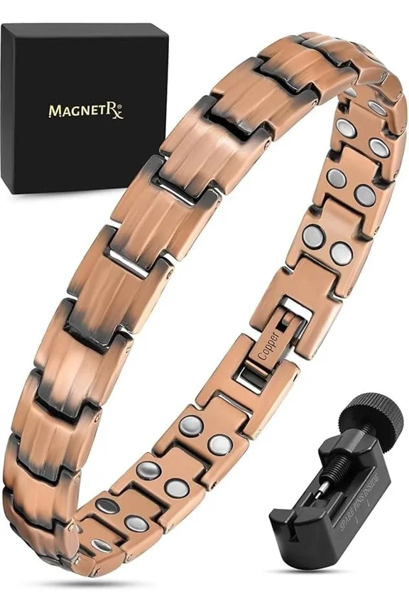 Pure Copper Bracelets for Women – Ultra Strength Magnetic Copper Bracelet for Women – Adjustable Length with Included Sizing Tool (Classic Style)