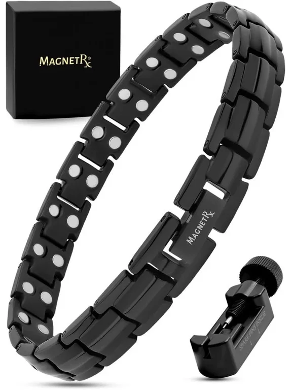 Women's Ultra Strength Magnetic Bracelet – Effective Titanium Magnetic Bracelets for Women – Adjustable Length with Sizing Tool for Perfect Fit (Black)
