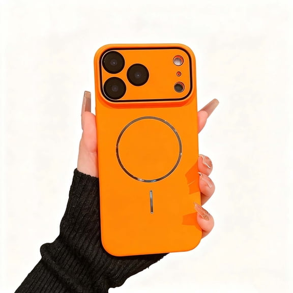 Magneti8c For iPhone 17 Pro Max Phone Case,Compatible with Mag-Safe,Built-in Lens Protector,Ultra Slim Hard PC Shockproof Anti-Scratch Drop Protection,Durable Rugged Thin Fit Phone Case,Orange
