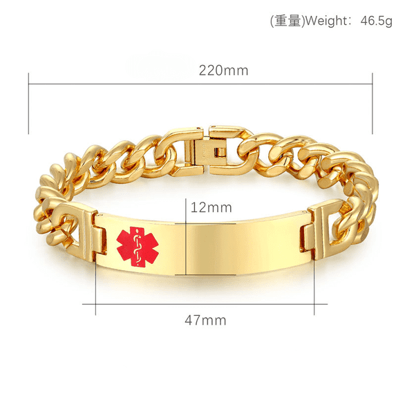 Magnetia 8.6'' Stainless Steel Emergency Medical ID Bracelets Wristband