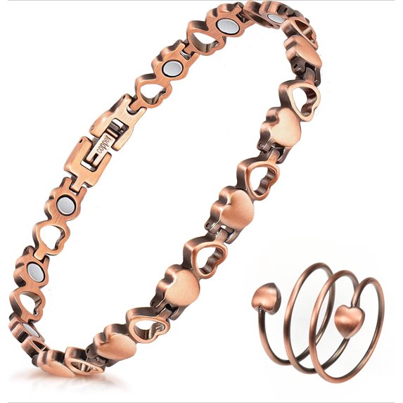 Wollet Copper Magnetic Bracelets for Women, 99.9% Pure Copper Jewelry Adjustable