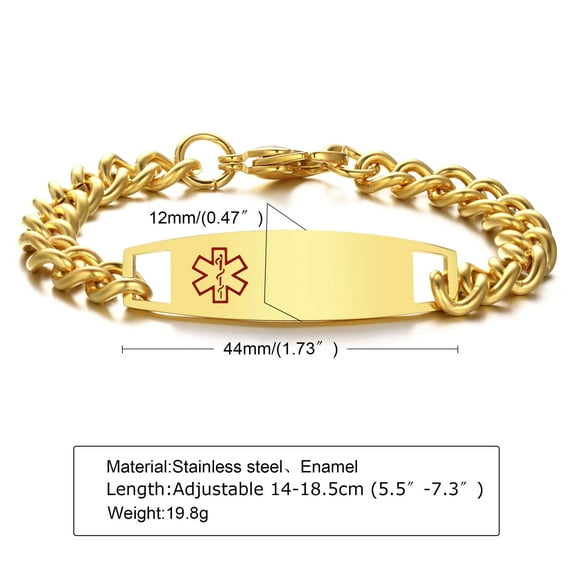 Magnetia Medical Alert Bracelets for Women Men, Engraved Diabetic Type 2