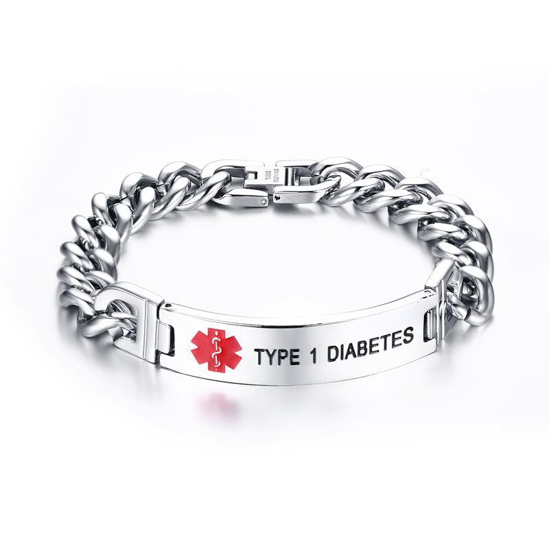 Magnetia Medical Alert ID Bracelets for Men 8.26 Custom Emergency Medical ID Info Walmart Business Supplies
