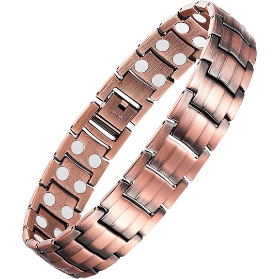 Wollet  99.99% Solid Copper Magnetic Bracelet for Men, Copper Jewelry Gift for Dad Husband