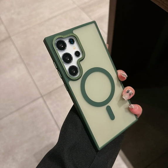 Magnetia For Samsung Galaxy S25+ Phone Case,Compatible with Mag-safe,Drop Protection,Ultra Slim Shockproof Anti-fall Protection,Matte Translucent Back,Rugged Thin Fit Phone Case Cover,Darkgreen