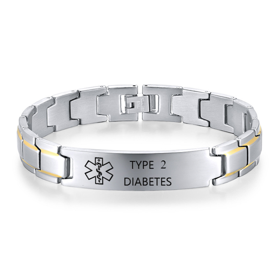 Magnetia Stainless Steel Medical Alert Bracelet for Men,7.5-8.6 inches