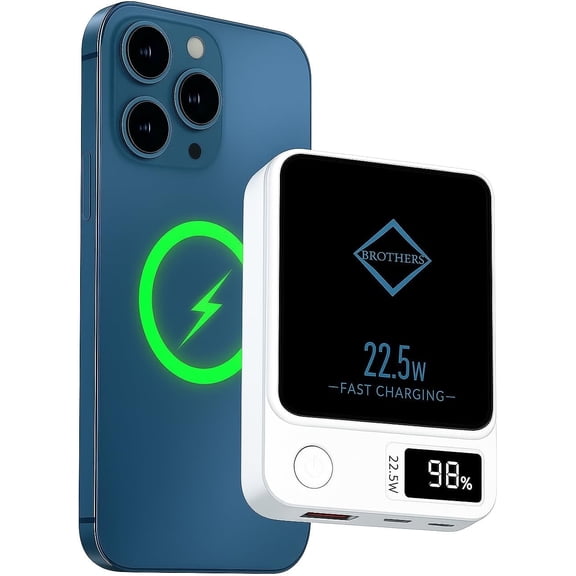 Magnetic 10,000 mAh Power Bank, Fast Charging 20W with USB Type C Charger, LED Display, iPhone Magsafe-Compatible Powerbank Portable Charger
