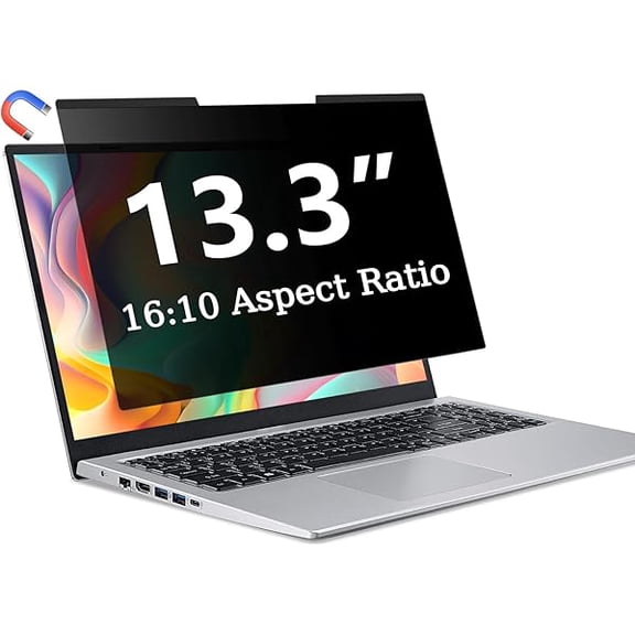 Magnetic 13.3 Inch Laptop Privacy Screen Filter, for Removable & Reusable 16:10 Widescreen Display Laptop Privacy Screen 13.3 inch and Anti-Spy Anti-Blue Light Anti-Glare Protector