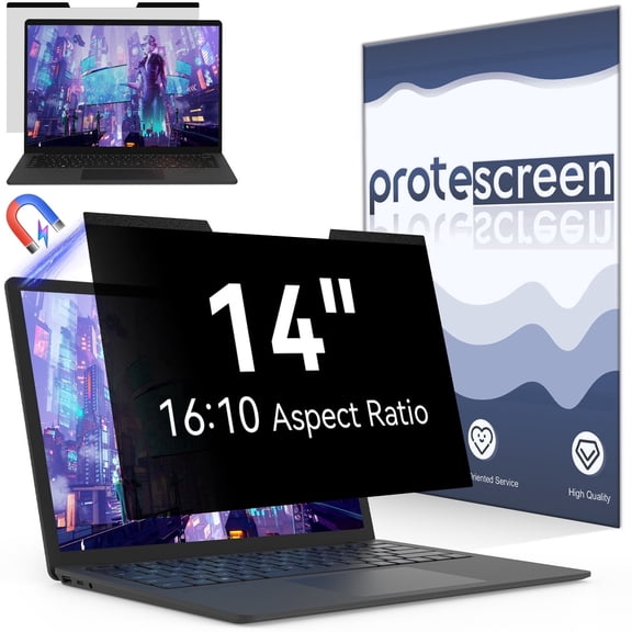 Magnetic 14 Inch Laptop Privacy Screen for 16:10 Computer Monitor, Removable Anti Glare Blue Light Filter Protector, 14 in Privacy Shield Compatible with Lenovo Hp Dell Acer Asus Thinkpad Envy Xps
