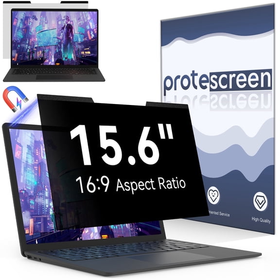 Magnetic 15.6 Inch Laptop Privacy Screen for 16:9 Computer Monitor, Removable Anti Glare Blue Light Filter Protector, 15 in Privacy Shield Compatible with Lenovo Hp Dell Acer Asus Thinkpad Envy Xps