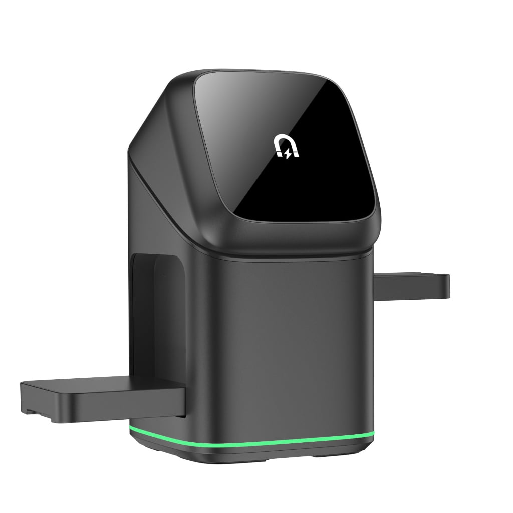 Magnetic 15W Fast Wireless Charging Rotating Metal Stand Station For Multiple Devices Phone Earphone Smartwatch Charging