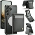 thumbnail image 1 of Magnetic 2 in 1 Detachable for Samsung Galaxy S24 FE, Case with Card Holder, for Women Men PU Leather RFID Blocking Flip Kickstand Credit Slots Slim Phone Cover for Samsung Galaxy S24 FE, Black, 1 of 12