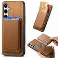 thumbnail image 1 of Magnetic 2 in 1 Detachable Wallet Compatible with Samsung Galaxy A35 Case, with Card Holder Faux Leather Men Women Compatible with MagSafe Phone Cover for Samsung Galaxy A35, Brown, 1 of 11
