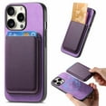 thumbnail image 1 of Magnetic 2 in 1 Detachable Wallet Compatible with iPhone 13 Pro Case, with Card Holder Faux Leather Men Women Compatible with MagSafe Phone Cover for iPhone 13 Pro, Purple, 1 of 11